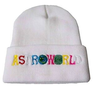 🆕 Astroworld white Unisex Embroidered Knit Beanie 🤍